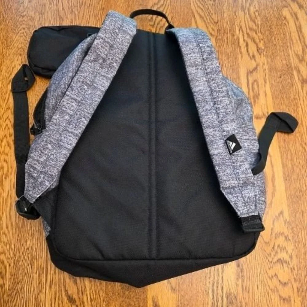 Adidas Grey Classic Backpack with Clip-on Pouch 980594-D‎ 2 Zipper Laptop Pocket